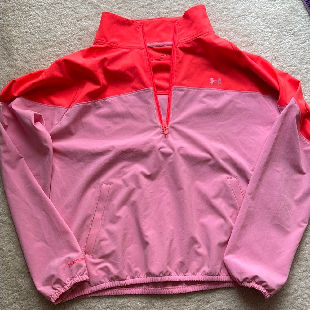 Under Armour Pink and Hot Orange Pullover Windbreaker Size Medium